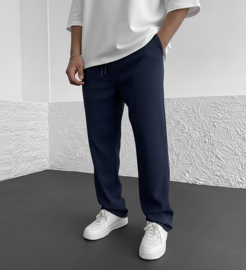 ZELA - Kalhoty z Hladkého Kordu s Volným Střihem