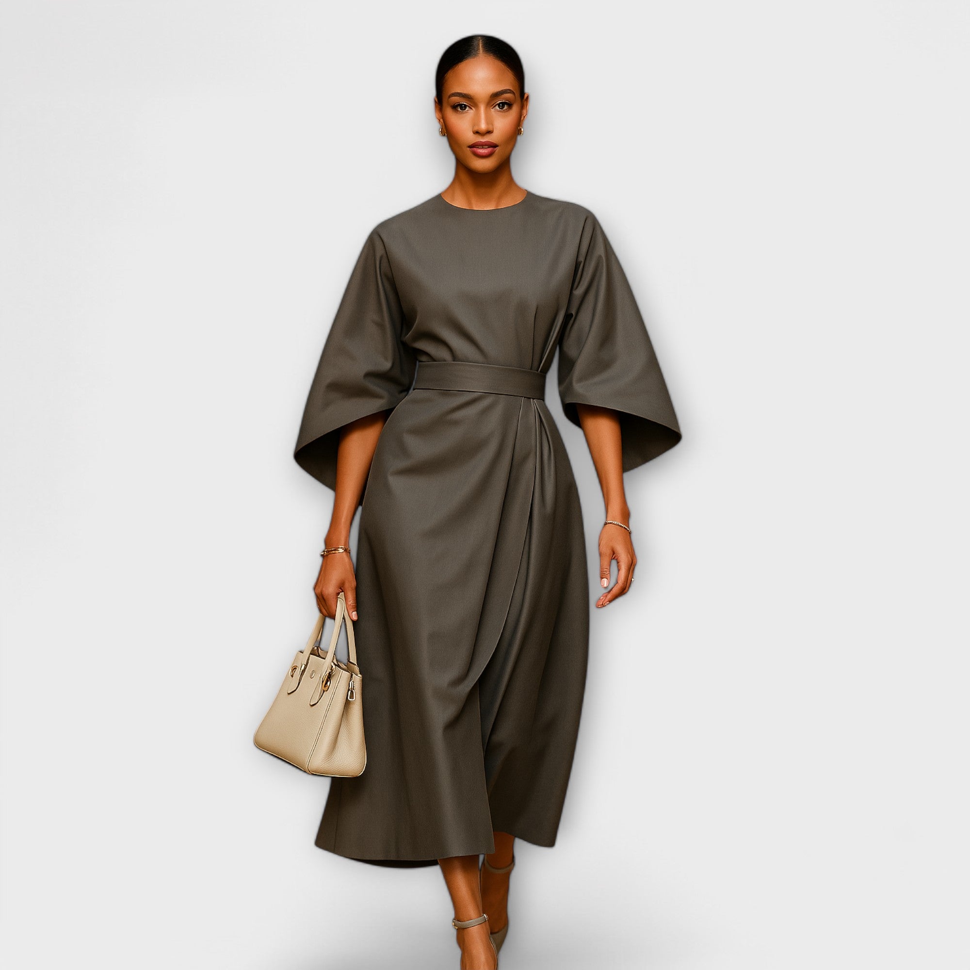 LOLA – Elegantní šaty s balónovými rukávy a páskem