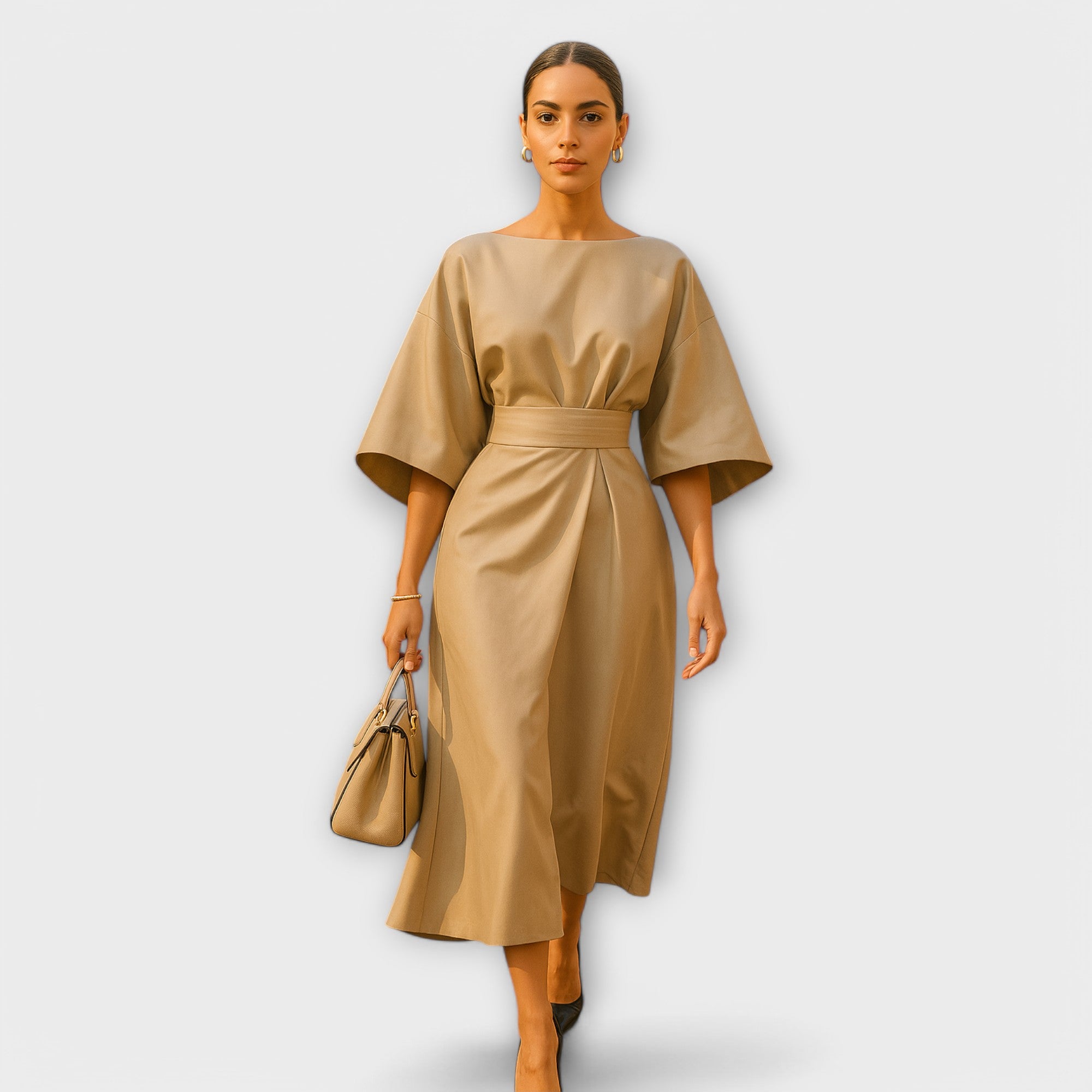 LOLA – Elegantní šaty s balónovými rukávy a páskem