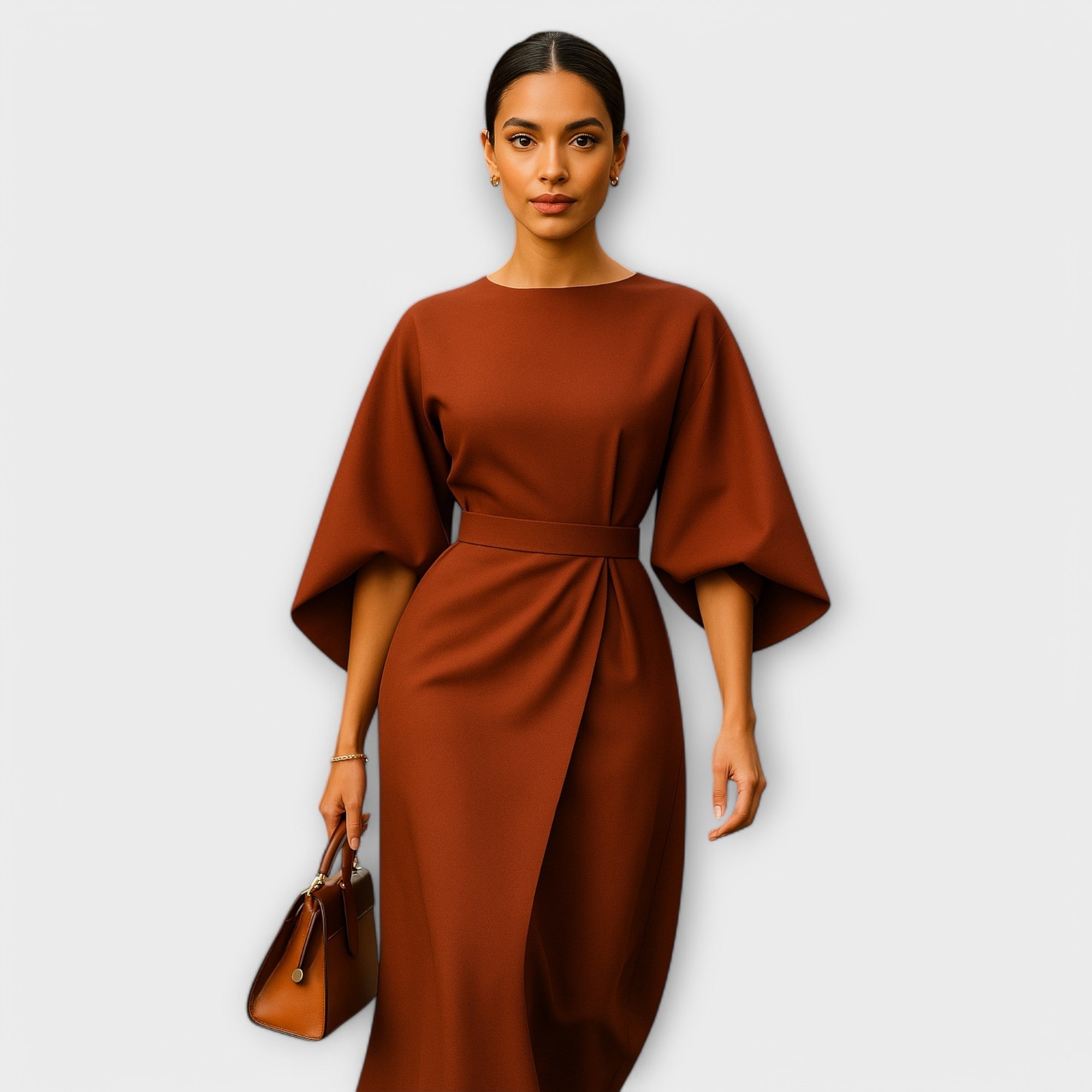 LOLA – Elegantní šaty s balónovými rukávy a páskem