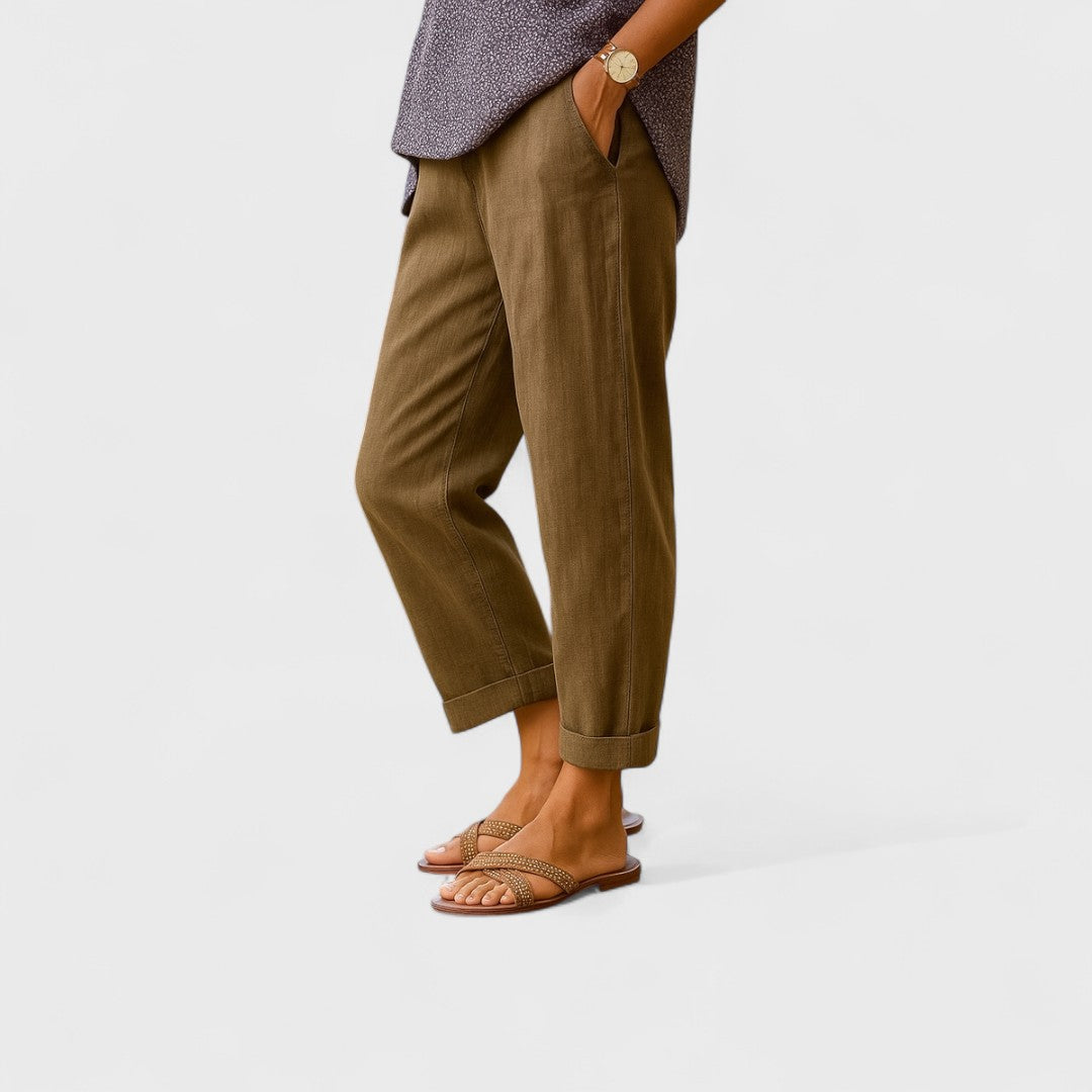 OTILIA - Letní kalhoty z lnu a bavlny