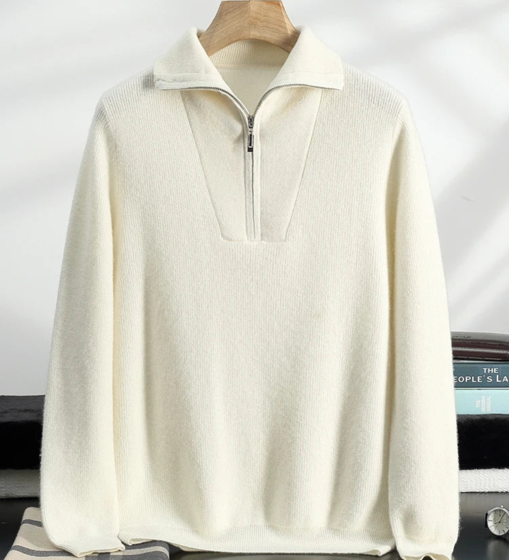 PRIMOR - Pulovr z kašmíru Portofino s polo zipem