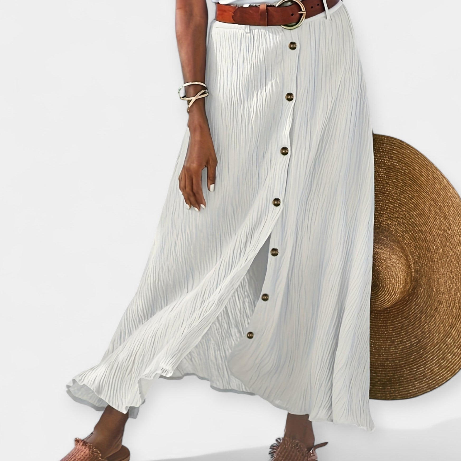 KLÁRA - Midi sukně s poloprůhledným materiálem a rozparkem