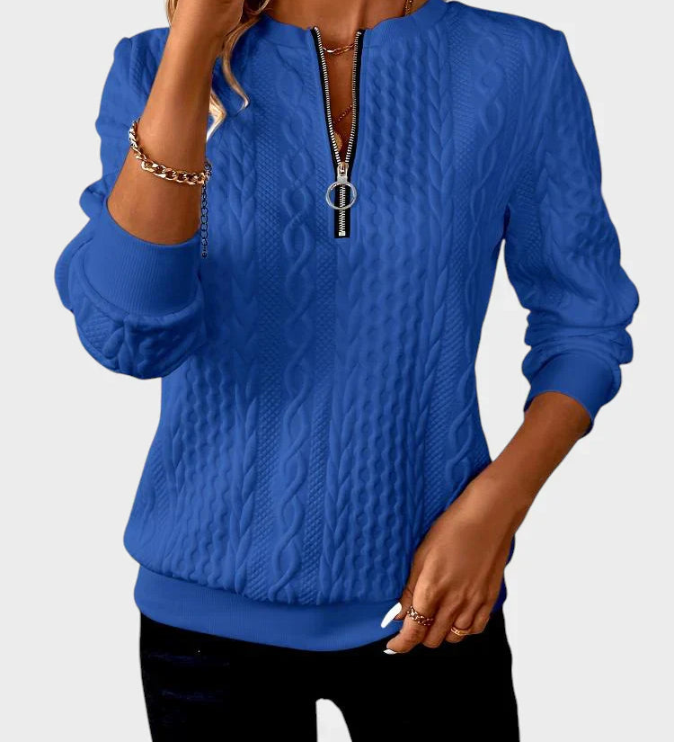 IVANA - Dámský pulover se zipem a pleteninou