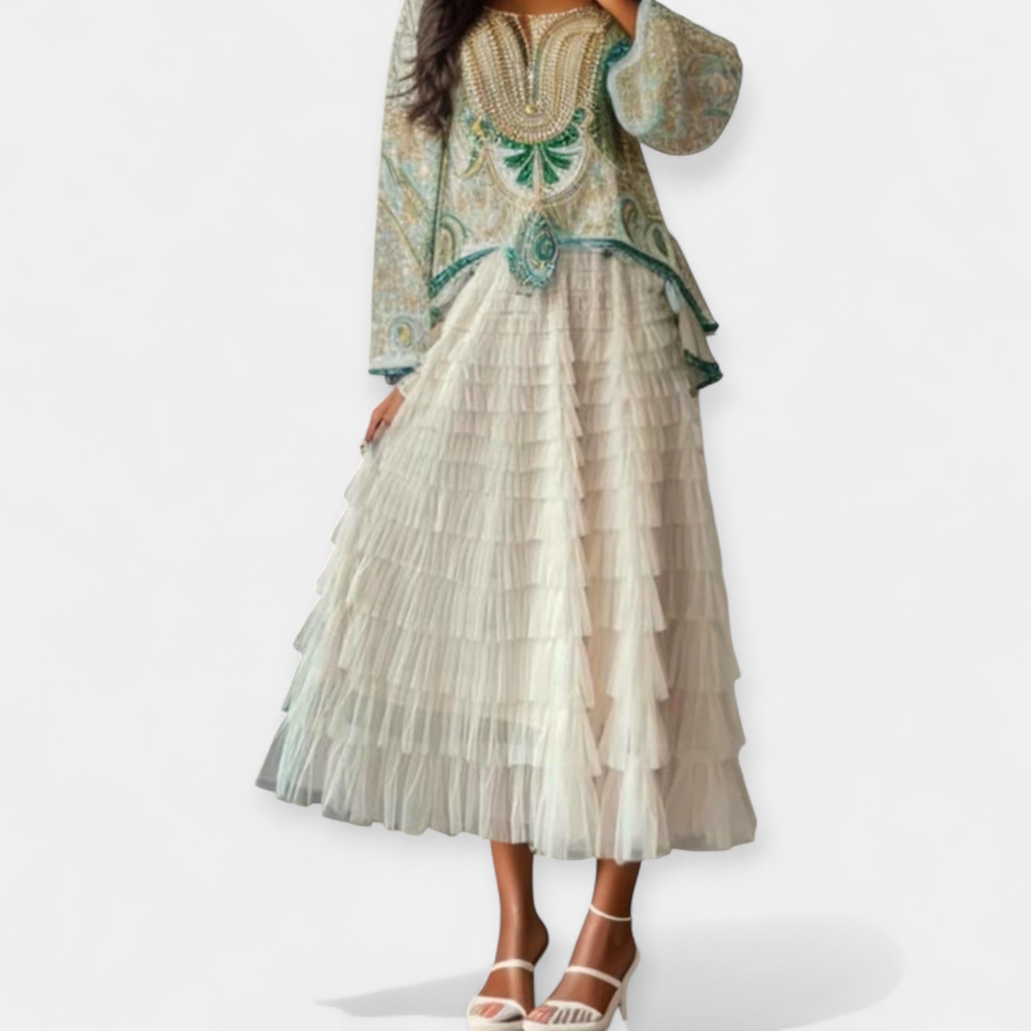 CRIS - Elegantní Sukně s Dekorativním Tylovým Detailingem