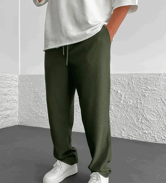 ZELA - Kalhoty z Hladkého Kordu s Volným Střihem