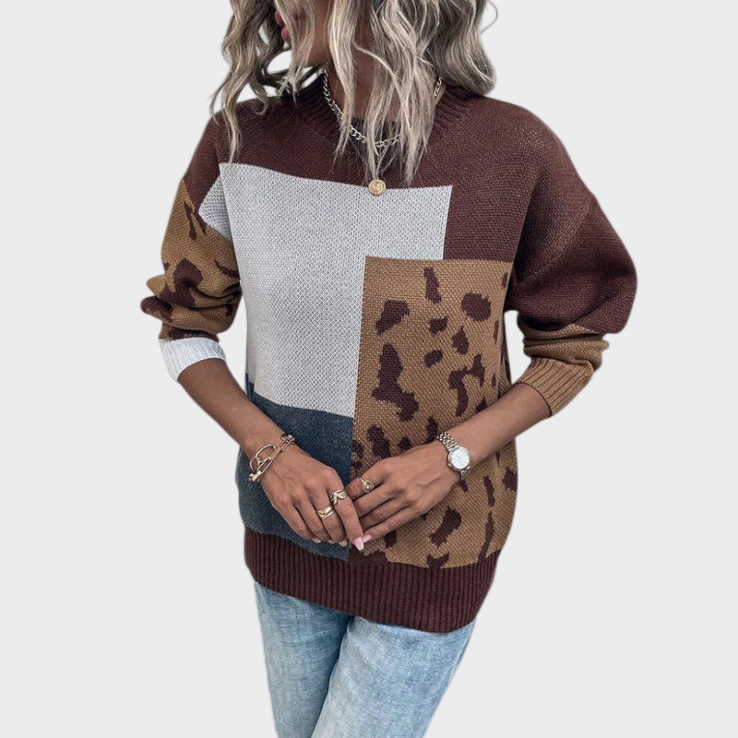 LE CLAIR – Vintage tričko s leopardím potiskem a patchworkovými detaily