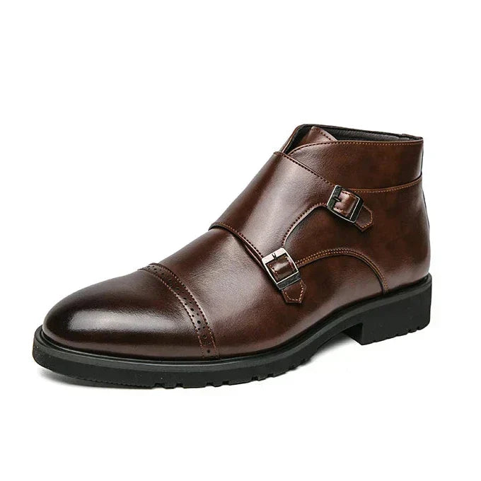 PARKER - Kožené boty s dvojitými monk-strap přezkami