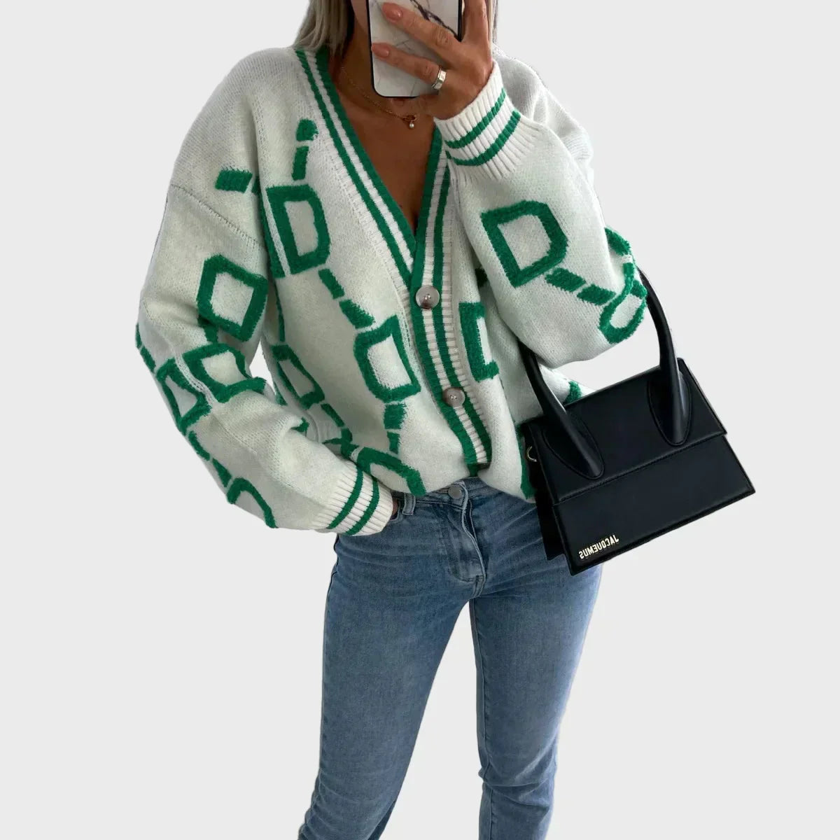 JU – Pletený svetr s geometrickým vzorem