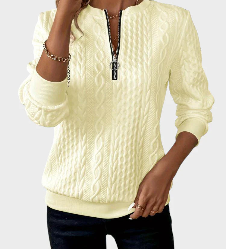 IVANA - Dámský pulover se zipem a pleteninou