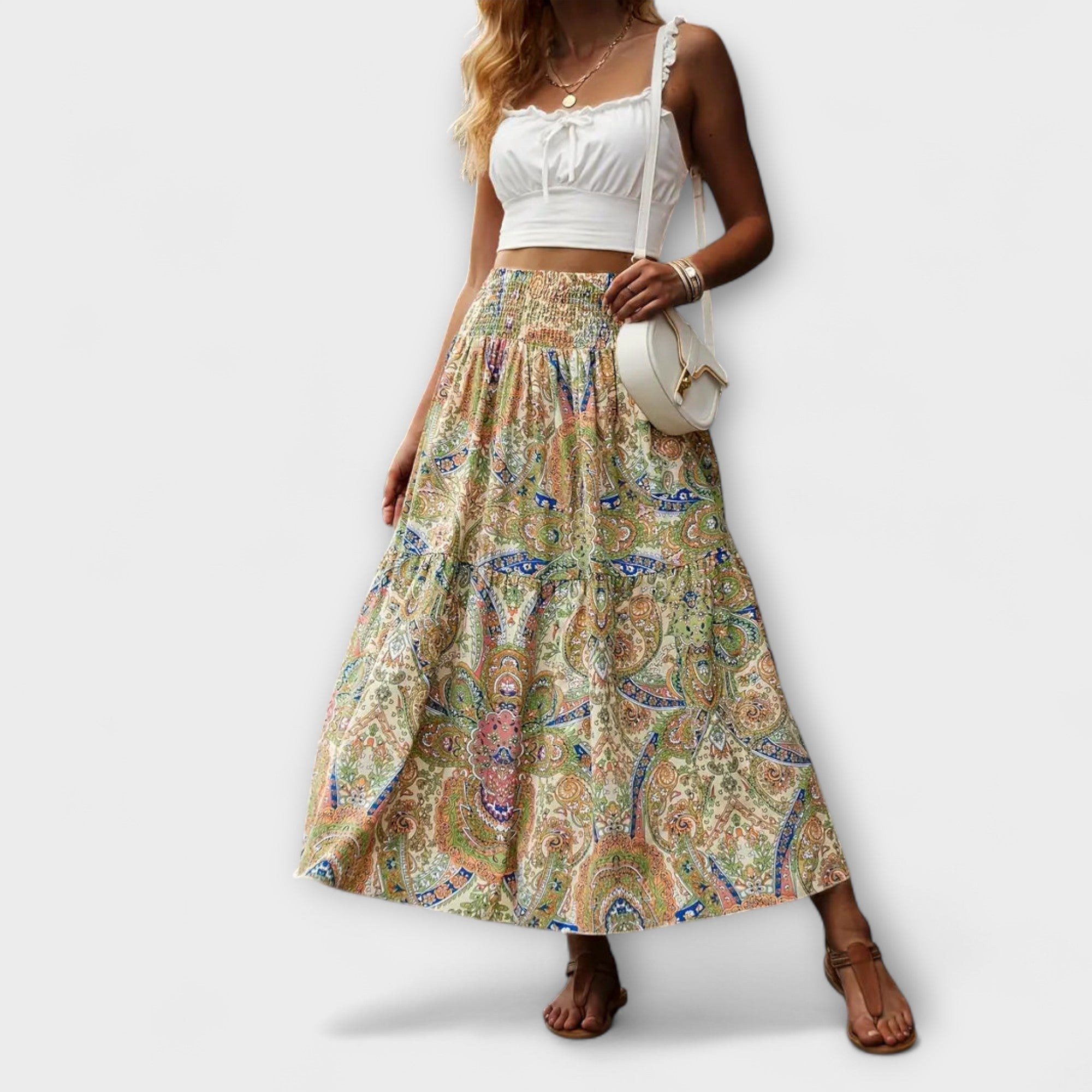 CAROL - Pohodlná sukně s vzorem