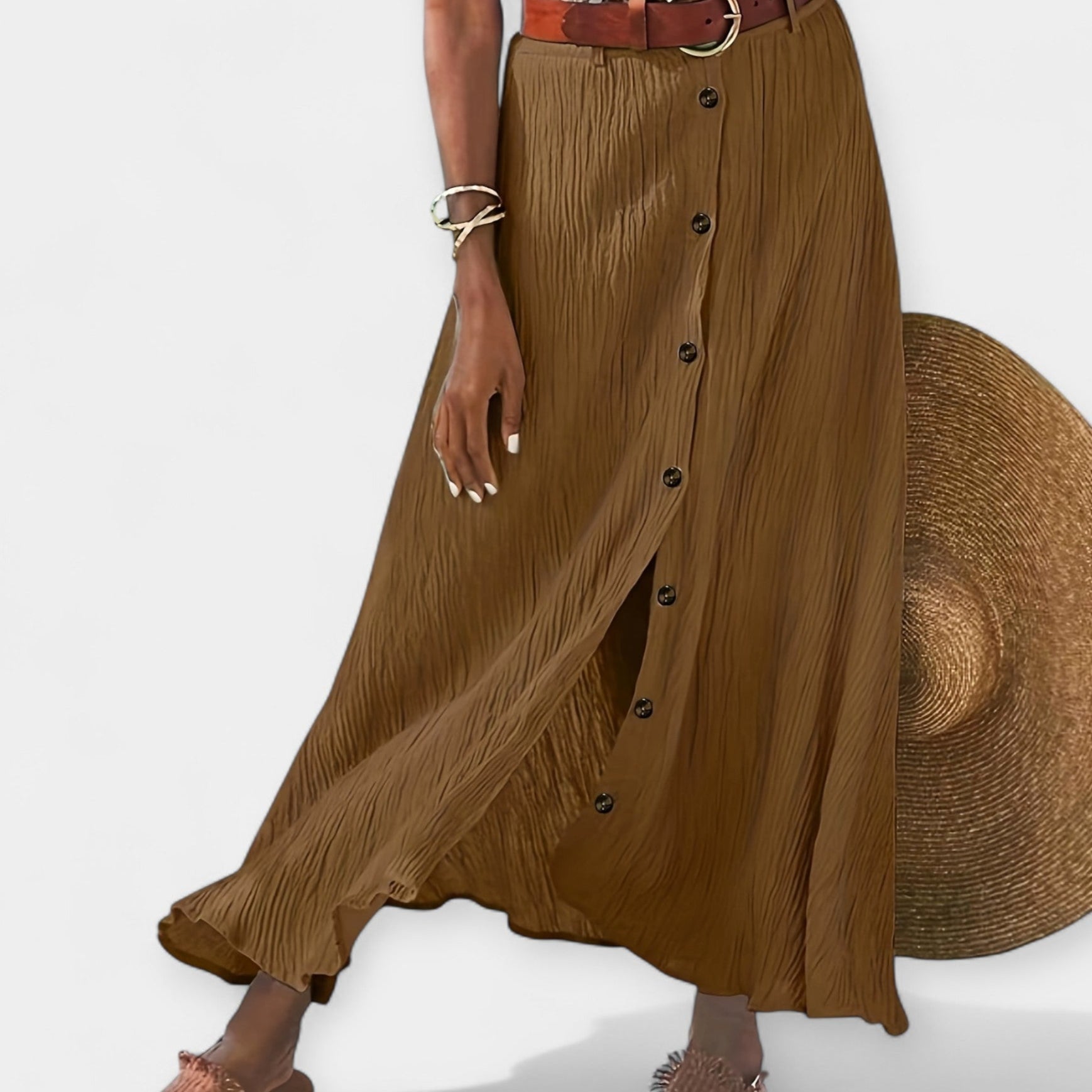 KLÁRA - Midi sukně s poloprůhledným materiálem a rozparkem