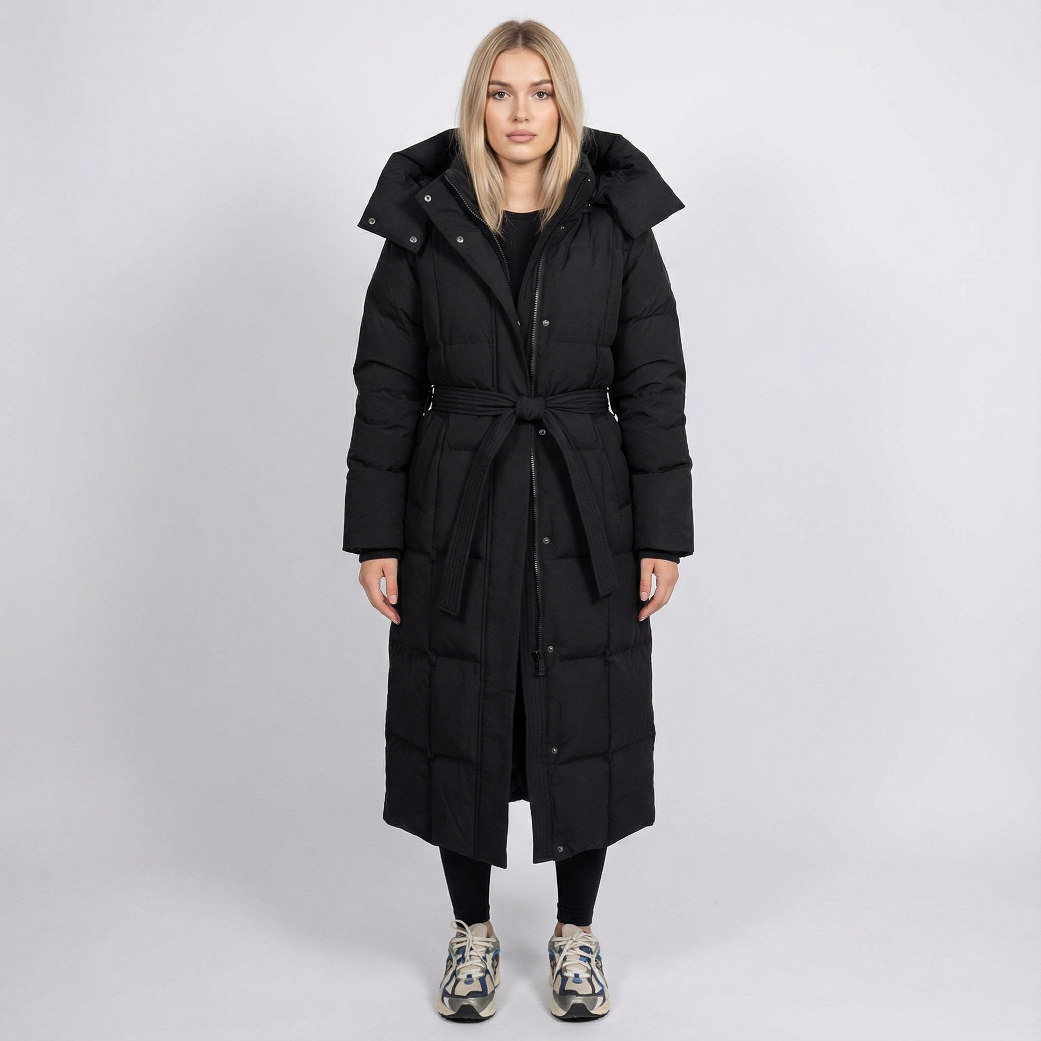 CARMEN - Dlouhý zateplený kabát s páskem