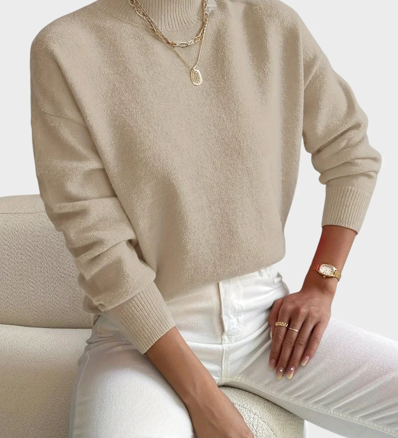 ALBINA - Klasický Svetr s Vysokým Límcem