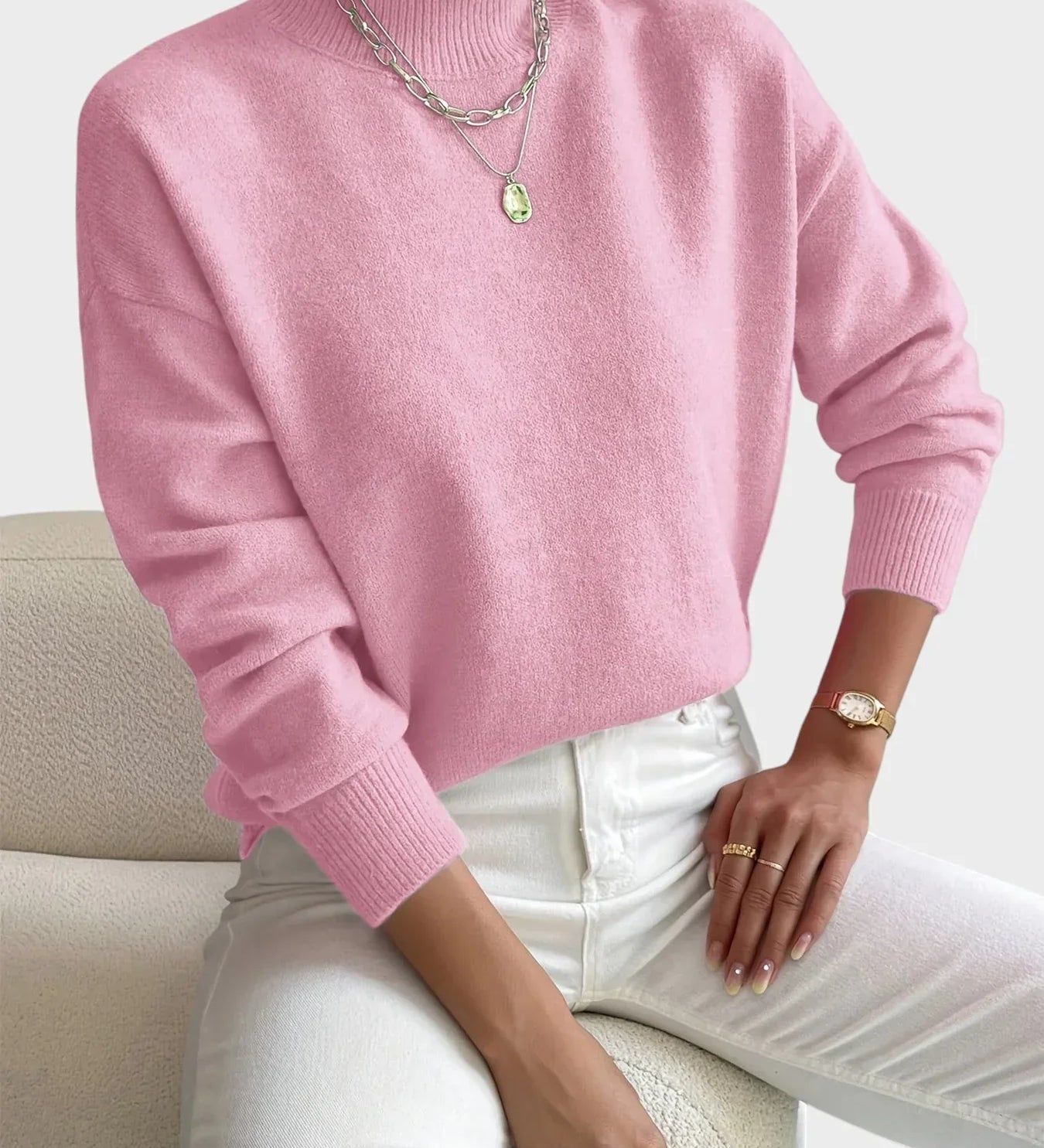 ALBINA - Klasický Svetr s Vysokým Límcem