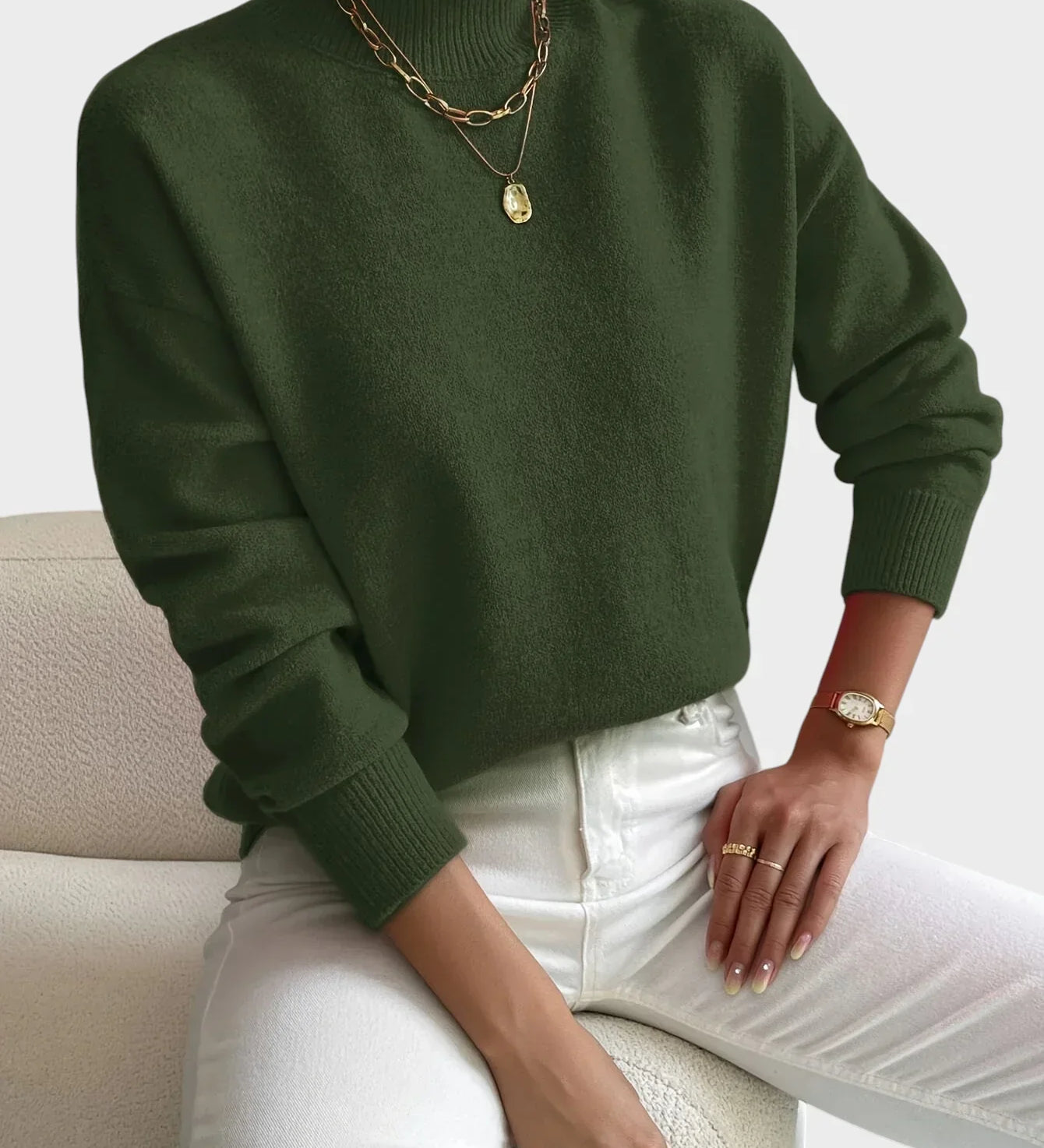 ALBINA - Klasický Svetr s Vysokým Límcem